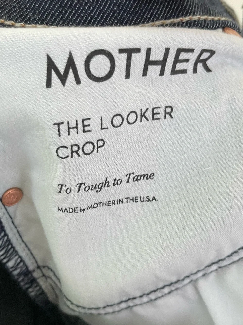 MOTHER The Looker Crop in To Tough To Tame Midnight Storm Dark Wash Jeans sz 27